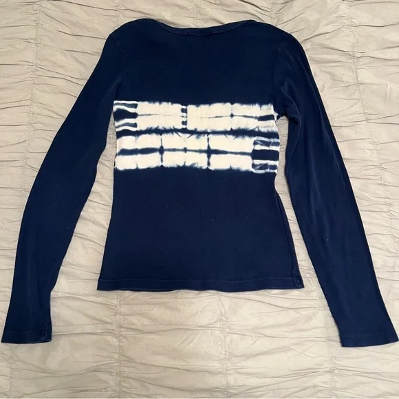 Express blue tie dye long sleeve top, M - Picture 2 of 6